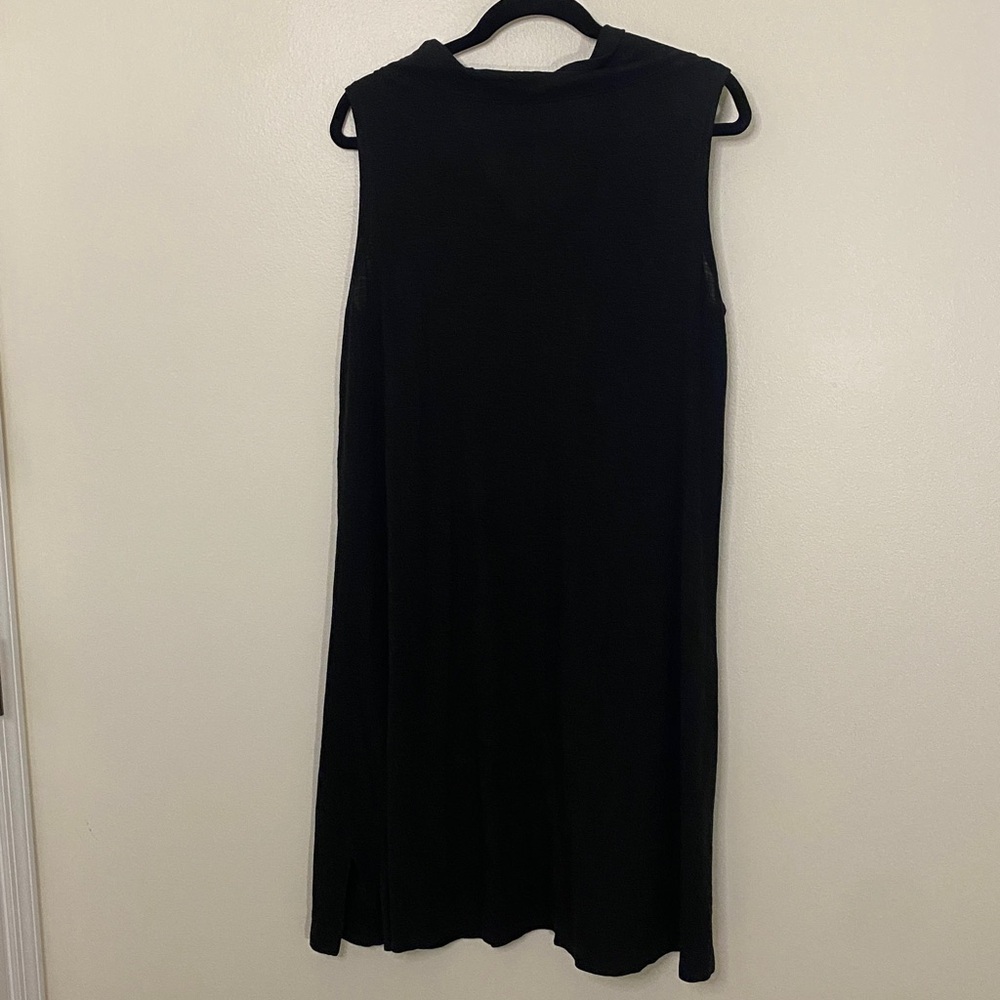 Eileen Fisher Black Cowl Neck Sleeveless A-Line Dress Hem Cotton Medium - Picture 7 of 8